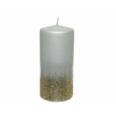 Decoris Wax Candle with Gold Glitter Base 10cm - White